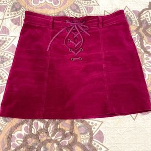 Magenta Purple Velvet Mini Skirt